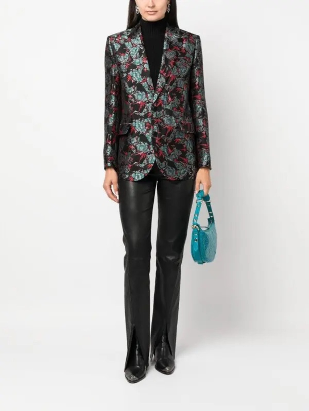 Zadig & Voltaire Floral Jacquard Blazer Black Multi Size FR 36/4 NWT Peak Lapel